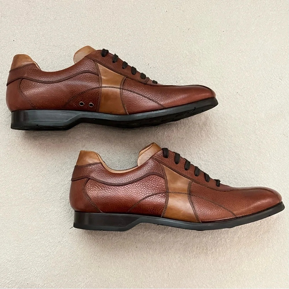 Finsbury Leather Golf Shoes-Brown-Men's 10-RARE-Lace Up Oxfords-Sporty-Outdoor